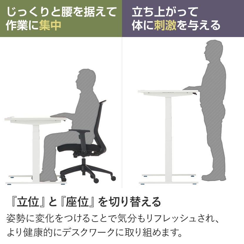 幅140cm 電動昇降デスク 昇降式 パブロ2 配線穴付き メモリー機能 電動