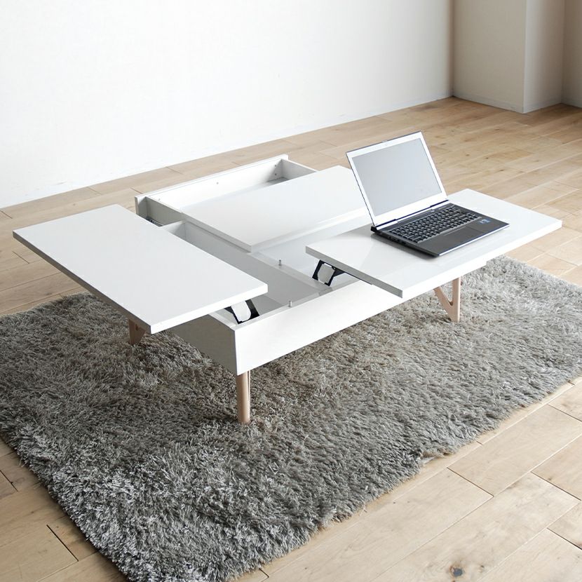 幅110cm 昇降式 リビングテーブル MORITA 引き出し付き 収納 リフト