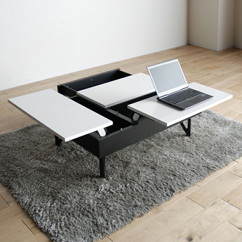 幅110cm 昇降式 リビングテーブル MORITA 引き出し付き 収納 リフト