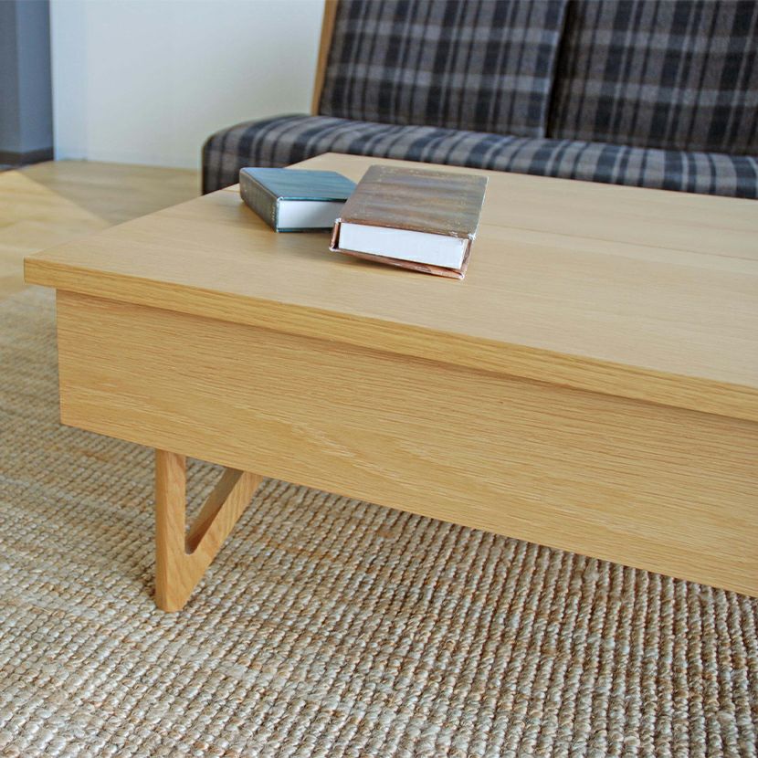 幅110cm 昇降式 リビングテーブル MORITA 引き出し付き 収納 リフト