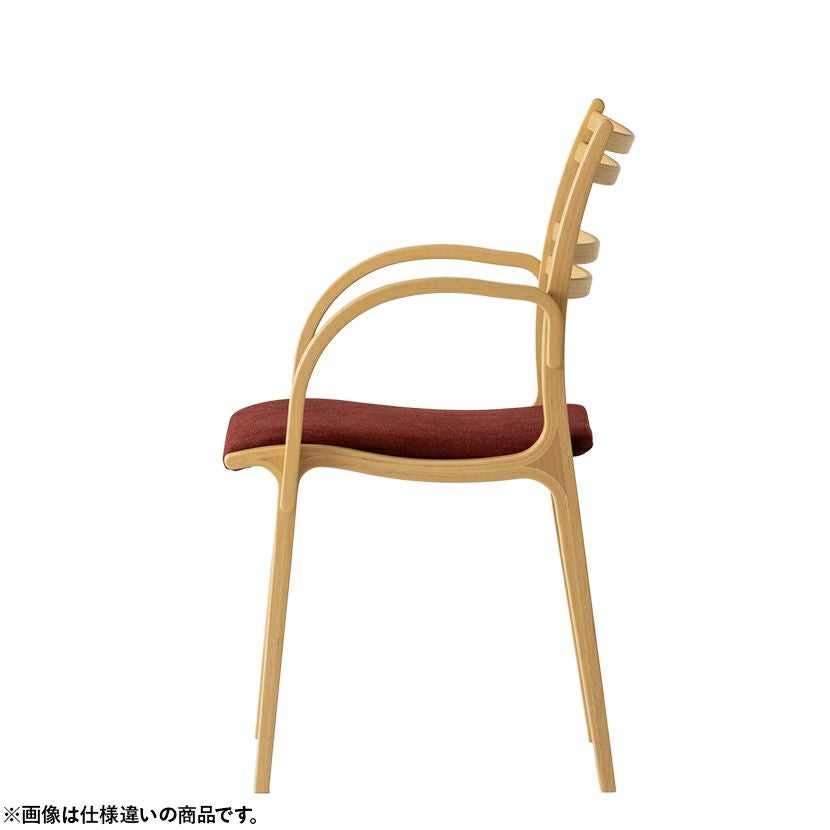冨士ファニチア Calm 肘付ダイニングチェア 座面布張り 軽量 食卓椅子