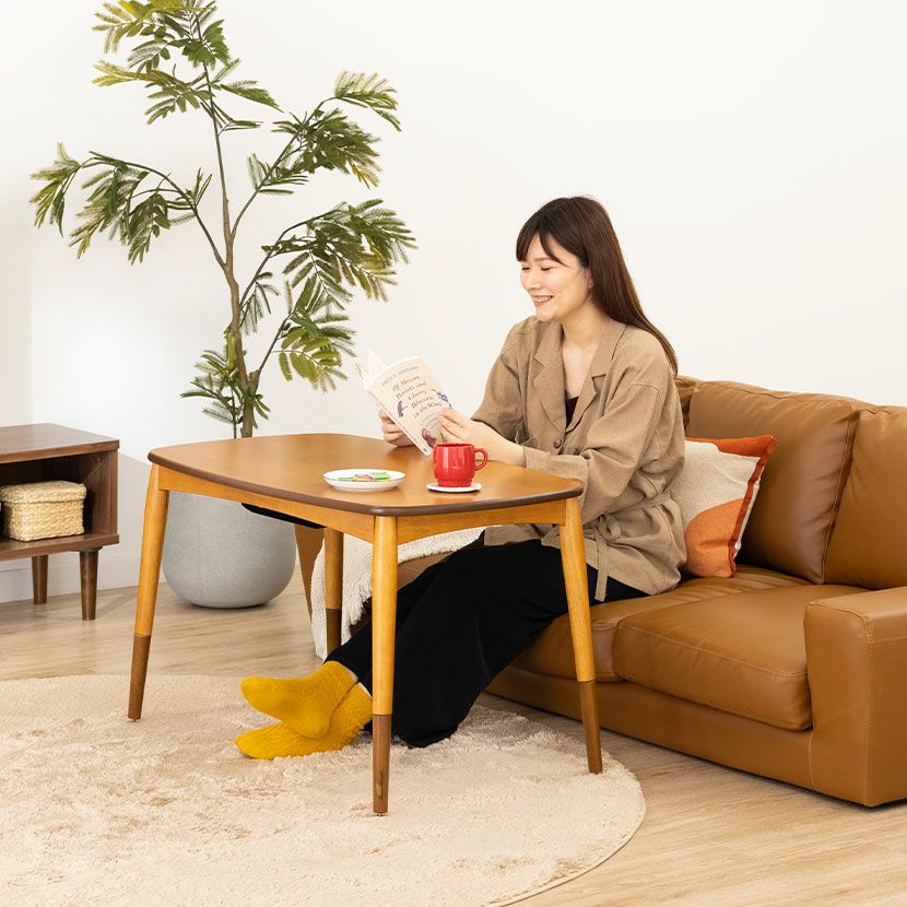 幅90cm 2WAY こたつ テーブル 高さ調節可能 長方形 石英管ヒーター