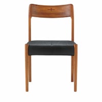 【2脚セット】ダイニングチェア EDDA  肘なし 座面革張り 本牛革 レザー 天然木 木製 椅子 食卓椅子 おしゃれ シンプル 北欧 ブラック 黒 完成品 DC30101S-S2｜¥90,000の動画