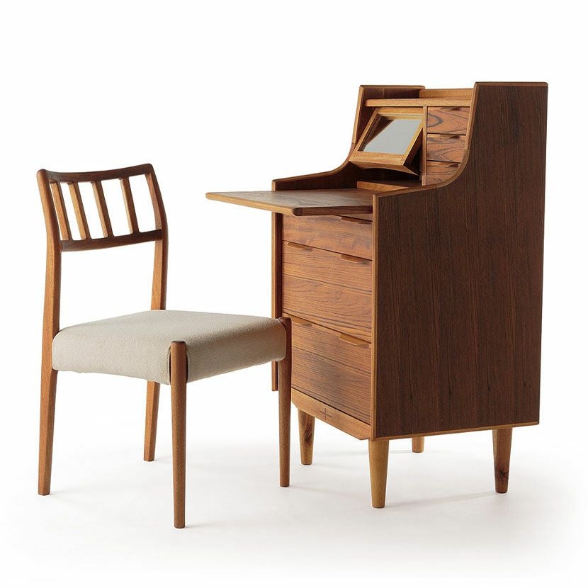 設置無料】幅60cm ライティングビューロー EDDA 木製 天然木 鏡付き