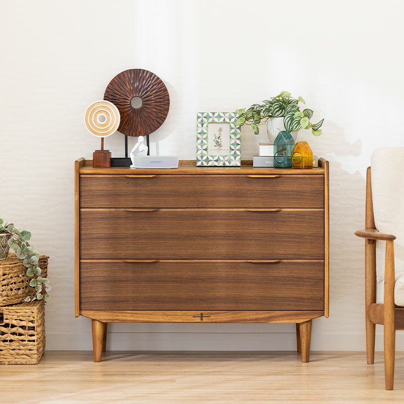 設置無料】幅100cm 3段 チェスト EDDA 木製 天然木 引き出し 収納 脚