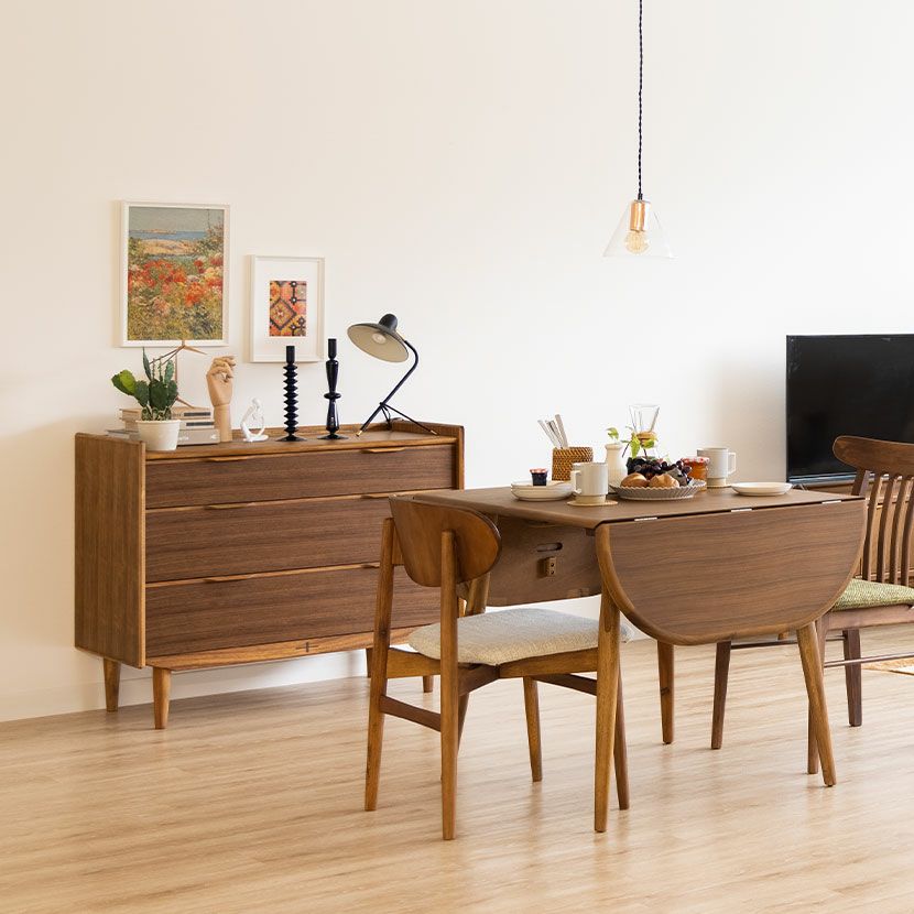 設置無料】幅100cm 3段 チェスト EDDA 木製 天然木 引き出し 収納 脚