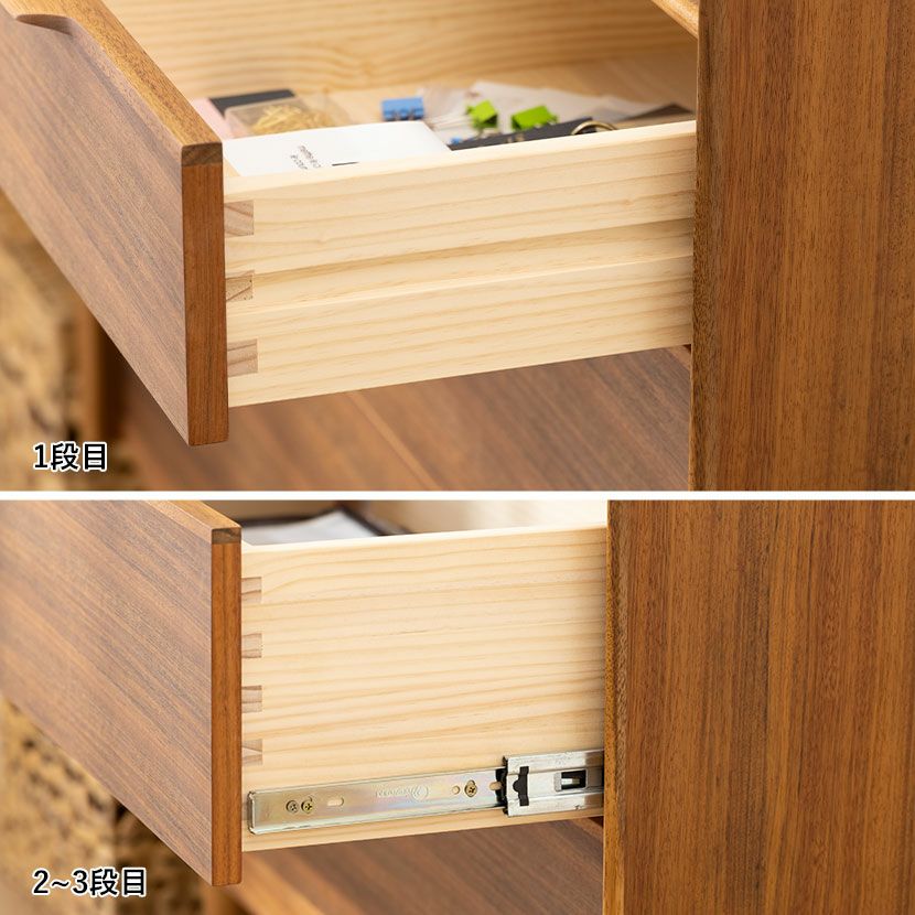 設置無料】幅100cm 3段 チェスト EDDA 木製 天然木 引き出し 収納 脚