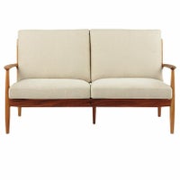 【設置無料】幅157cm 2人掛け ソファ EDDA 木製 天然木 布張り ファブリック アームソファ 2Pソファ リビングソファ おしゃれ シンプル 北欧 ナチュラル ベージュ LS30302A-E2｜¥198,000の動画