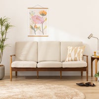 【設置無料】幅183cm 3人掛け ソファ EDDA 木製 天然木 布張り ファブリック アームソファ 3Pソファ リビングソファ おしゃれ シンプル 北欧 ナチュラル ベージュ LS30303A-E2｜¥228,000の動画