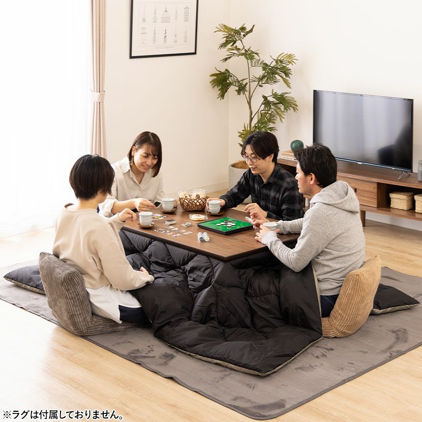 フラットヒーターこたつセット 長方形 2点セット (こたつテーブル＋