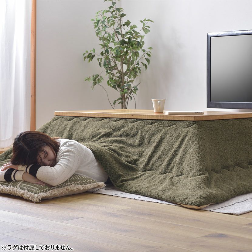 フラットヒーターこたつセット 長方形 2点セット (こたつテーブル＋