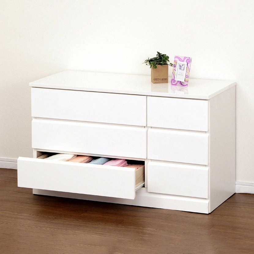 幅89.5cm ローチェスト 3段 シャイン スライドレール 引き出し 洋服