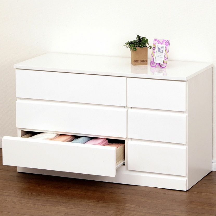 幅89.5cm ローチェスト 3段 シャイン スライドレール 引き出し 洋服