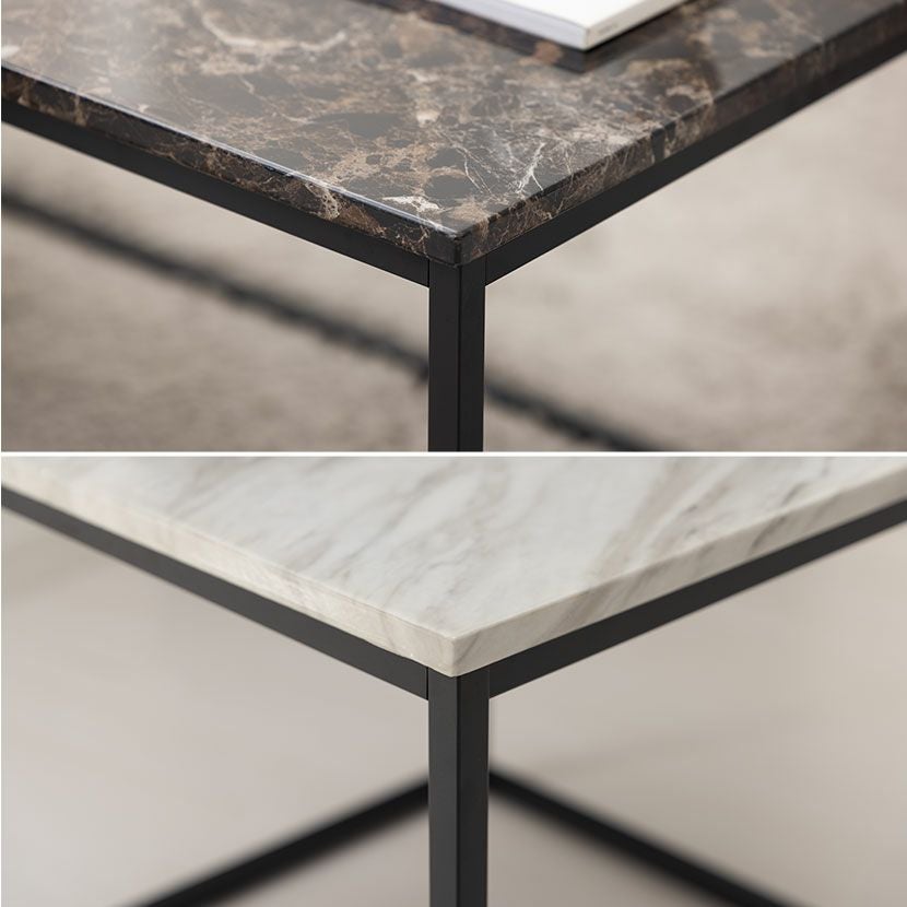 幅120cm リビングテーブル 大理石柄 マーブル柄 スチール脚 長方形