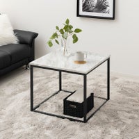 幅60cm サイドテーブル 大理石柄 スチール脚 正方形 リビングテーブル センターテーブル コーヒーテーブル ローテーブル おしゃれ モダン 白 ホワイト ブラウン｜¥13,628の動画