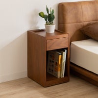 幅30cm ナイトテーブル コンセント付き オープンタイプ キャスター付き 木製 軽量 コンパクト 引き出し 収納 サイドテーブル おしゃれ 北欧 リビング 寝室 完成品｜¥16,273の動画