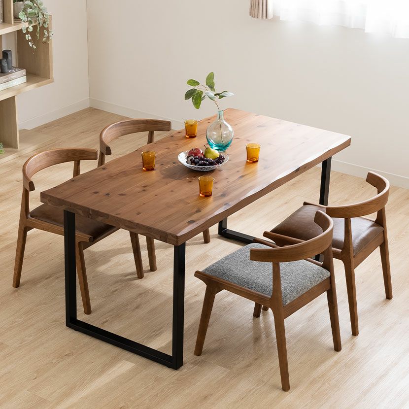 2脚セット】ダイニングチェア 木部ブラウン 木製 天然木 布張り 革張り