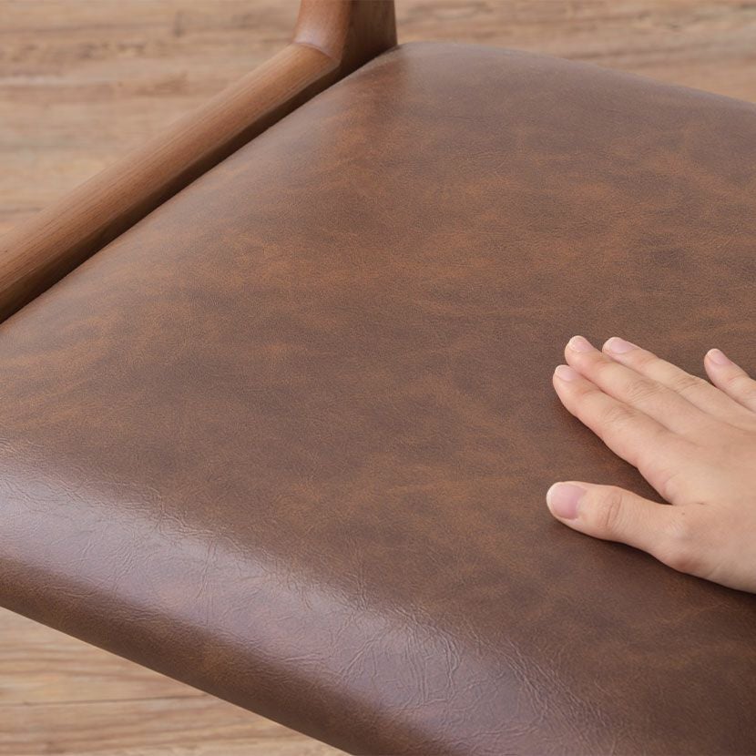 2脚セット】ダイニングチェア 木部ブラウン 木製 天然木 布張り 革張り