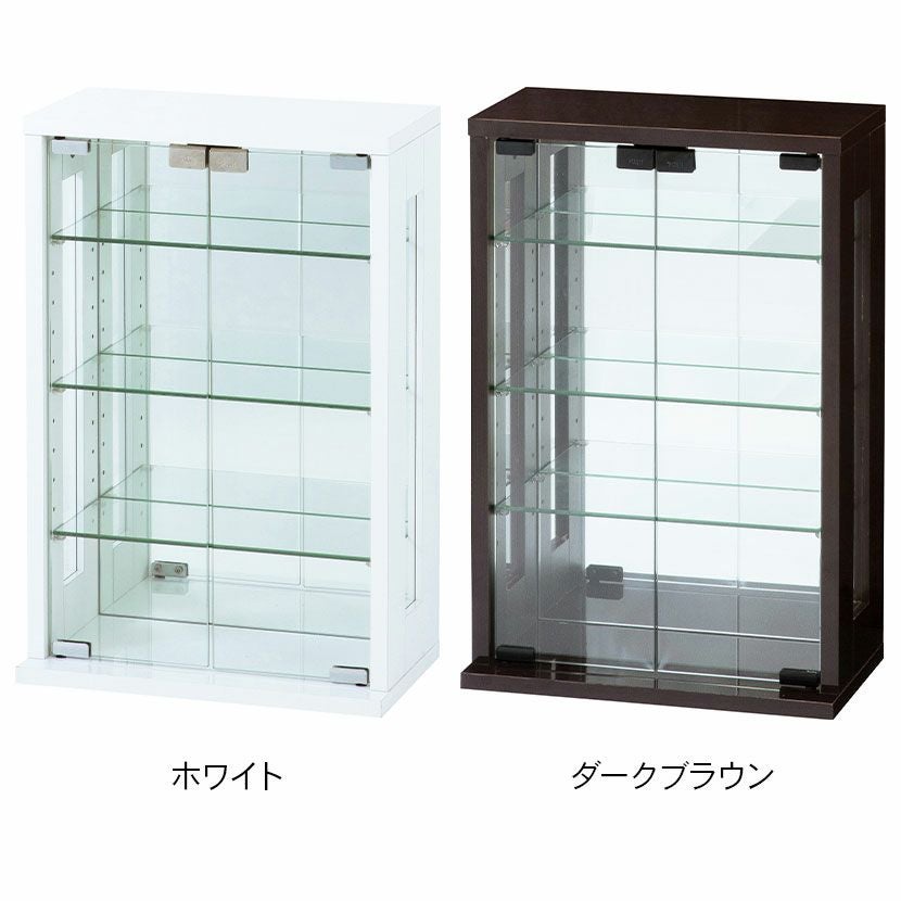 幅40cm コレクションケース 卓上 ガラス 背面ミラー コンパクト 縦型