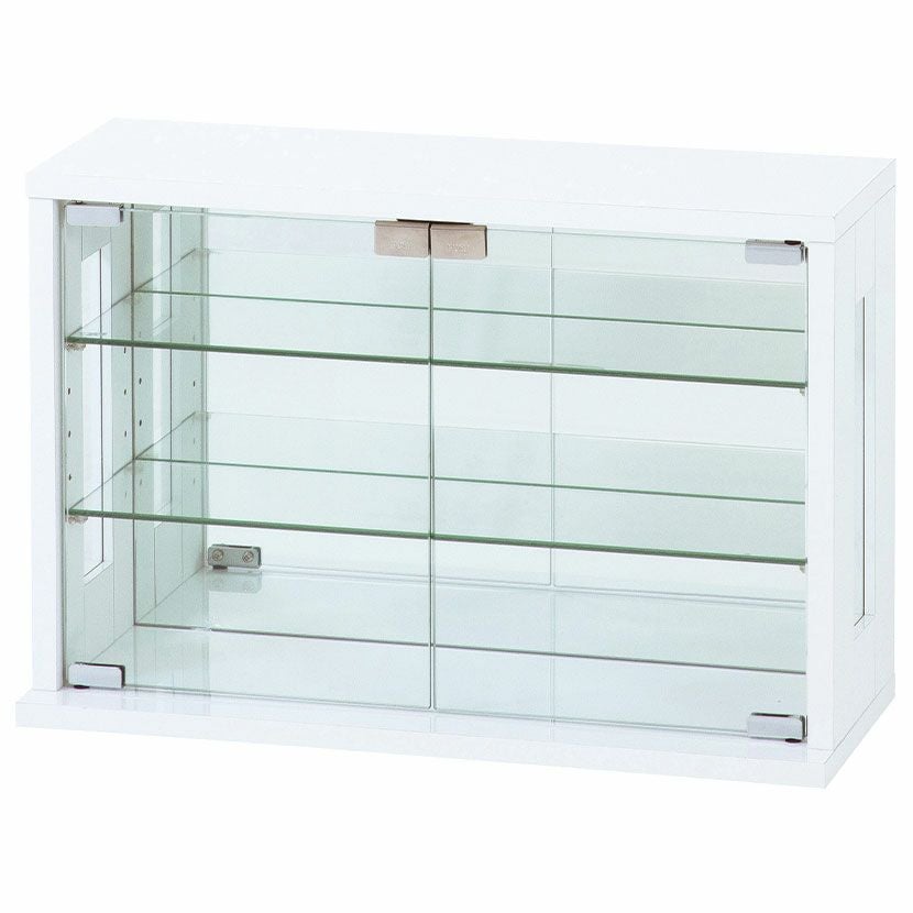 幅60cm コレクションケース 卓上 ガラス 背面ミラー コンパクト 横型