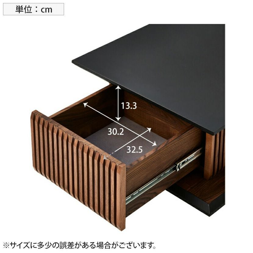 天然木の温もり感じるモダンローテーブル 幅100cm 引出し付【完成品