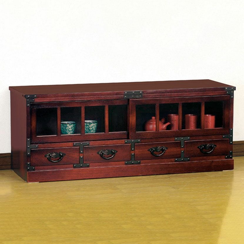 幅100cm 民芸 民芸調 ローボード テレビ台 和室 収納棚 収納 引き出し