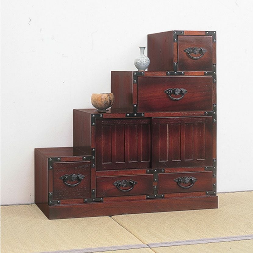 幅67cm 民芸 民芸調 和タンス 階段箪笥 左下がり 和室 収納棚 収納