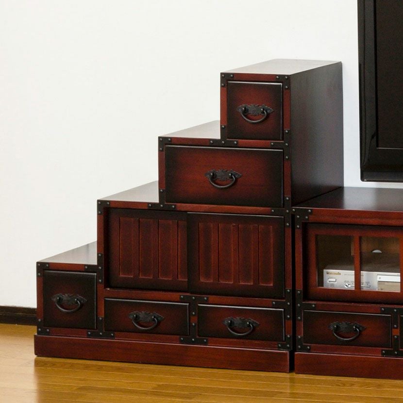 幅67cm 民芸 民芸調 和タンス 階段箪笥 左下がり 和室 収納棚 収納