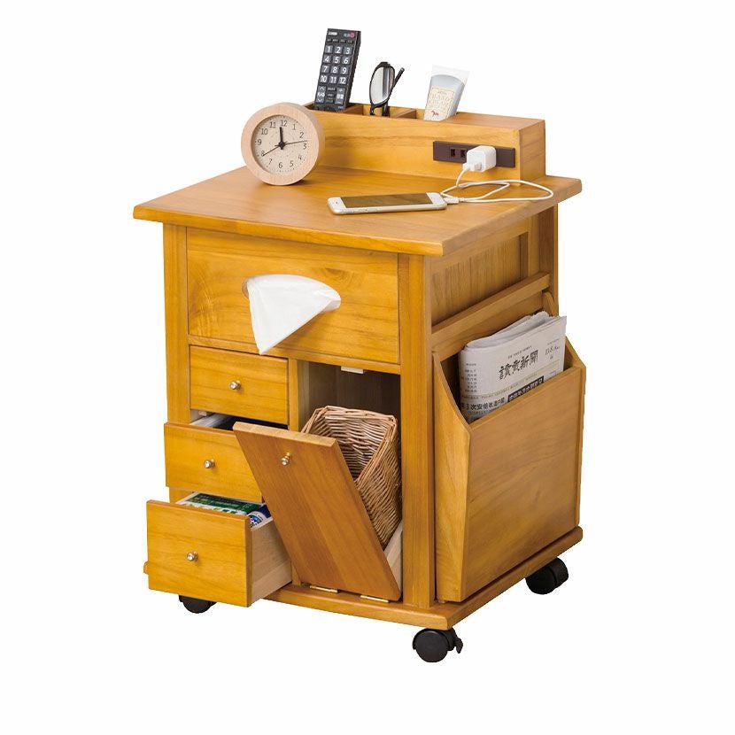 幅33cm ソファーサイドすっ桐ワゴン サイドテーブル キャスター付き