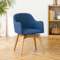 ダイニングチェア 回転式 ナチュラル脚 ファブリック 肘付き アームチェア 食卓椅子 回転チェア 回転椅子 おしゃれ 可愛い 北欧 青 ブルー ブラウン グレー｜¥19,091の動画