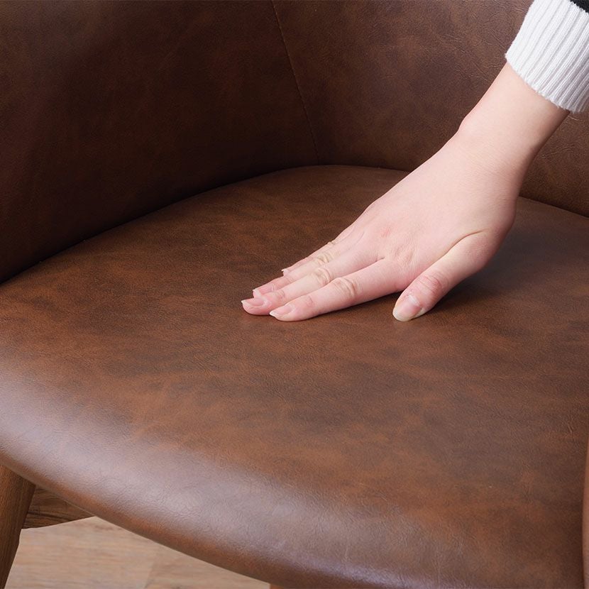 ダイニングチェア 肘付き ブラウン脚 ソフトレザー ファブリック 布