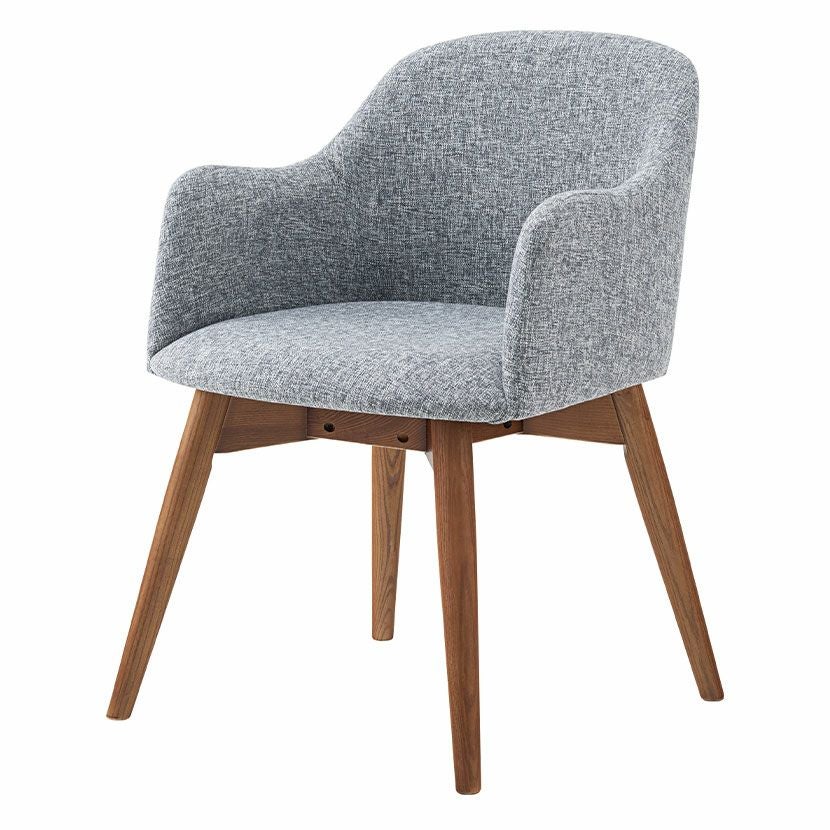 ダイニングチェア 肘付き ブラウン脚 ソフトレザー ファブリック 布