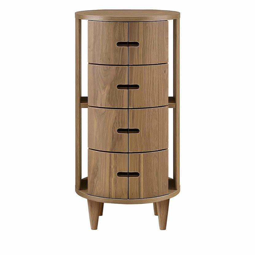 設置無料】幅45cm 円柱 チェスト 4段 日本製 木製 天然木