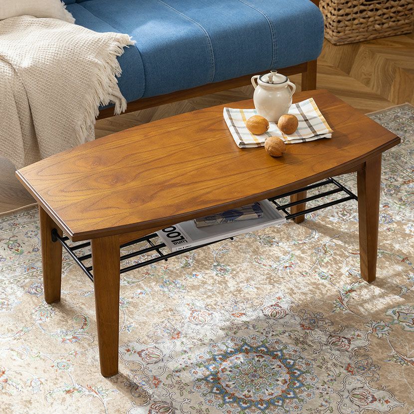 幅105cm リビングテーブル 木製 ウォールナット 無垢材 長方形 収納 棚