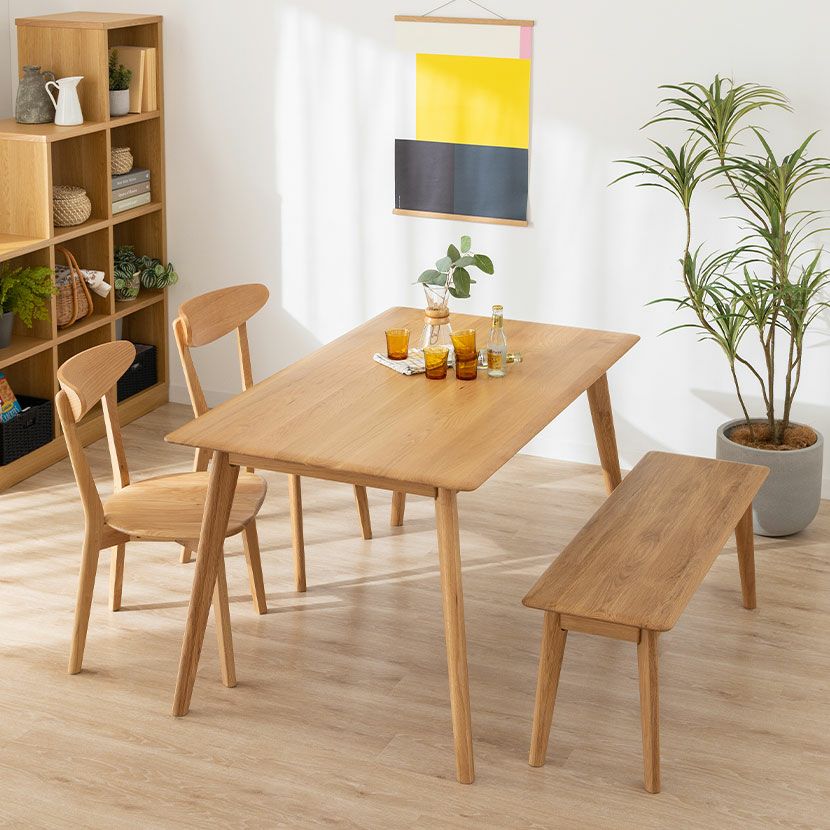 設置無料】4人用 ダイニングテーブル セット 4点 (幅135cm 木製 長方形