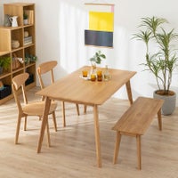 【設置無料】4人用 ダイニングテーブル セット 4点 (幅135cm 木製 長方形 テーブル×1 チェア×2 ベンチ×1) 板座 食卓 椅子 ホワイトオーク 天然木 オシャレ 北欧｜¥108,182の動画
