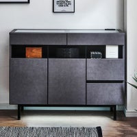 【設置無料】 幅110cm サイドボード セラミック調 木目調 2口コンセント付き 引出し付き オープン収納 リビングキャビネット ホテルライク風 モダン グレー ブラウン ルンバブル｜¥59,819の動画