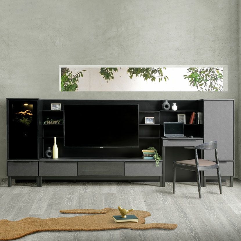 設置無料】幅180cm ローボード バックパネル付き 収納付き 引き出し