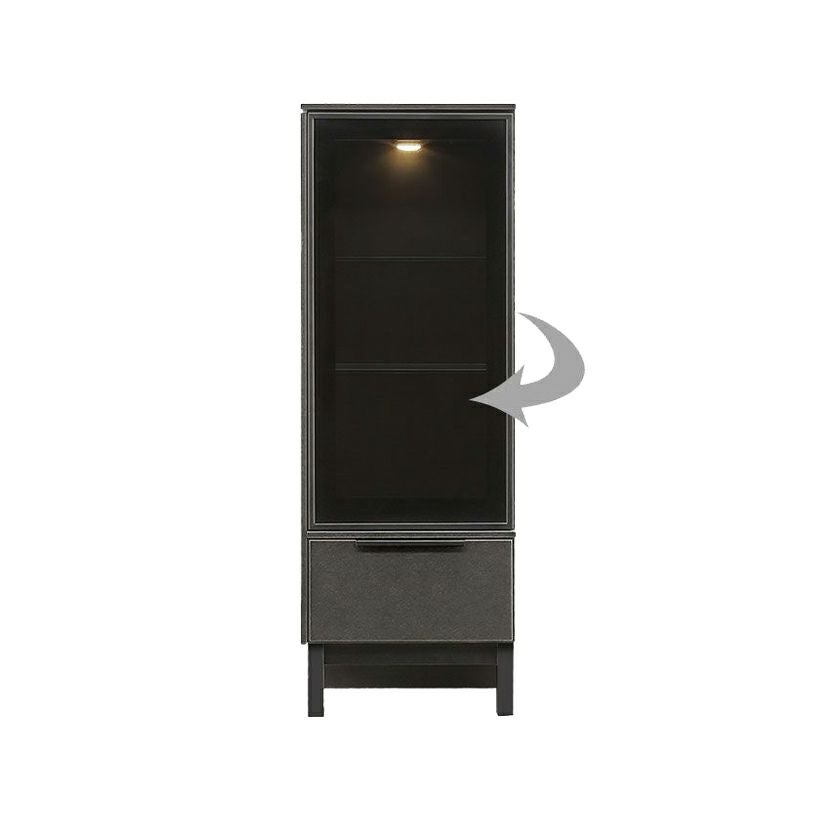 設置無料】幅45cm サイドキャビネット ガラス扉 可動棚 引き出し 収納