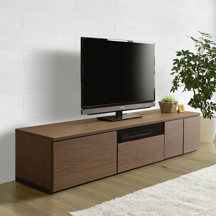 テレビボード ローボード 収納付 木目調 ブラウン 大型 幅179cm ローボード アルコ 引出収納 収納 強化ガラス テレビボード TV