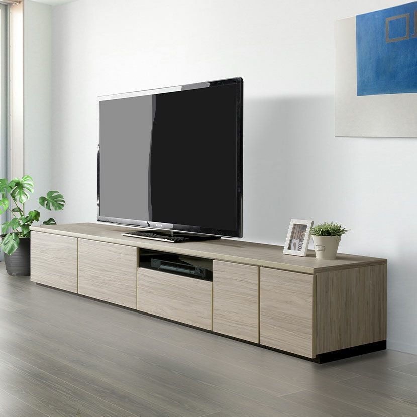幅238.6cm ローボード アルコ 引出収納 収納 強化ガラス テレビボード