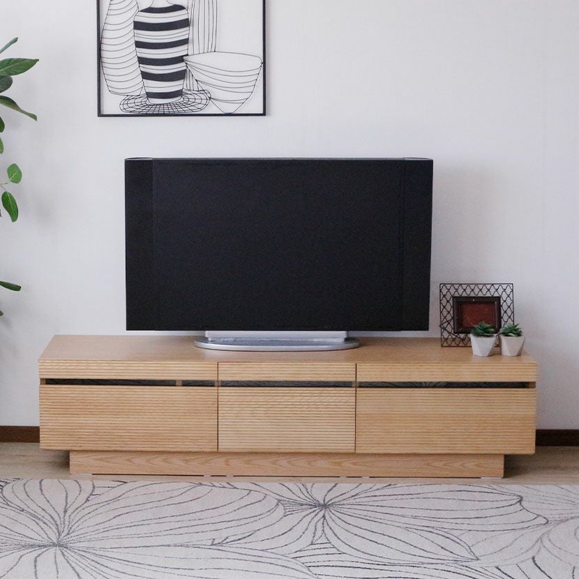 設置無料】幅180.5cm ローボード 木製 天然木 無垢材 引き出し付き