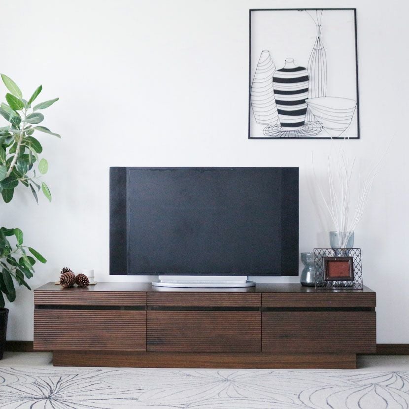 設置無料】幅180.5cm ローボード 木製 天然木 無垢材 引き出し付き