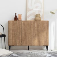 【設置無料】幅119.3cm 木製 サイドボード 日本製 黒スチール脚 スリム キャビネット 収納 リビングボード おしゃれ ヴィンテージ 北欧 モダン ナチュラル ウォールナット ルンバブル｜¥45,364の動画