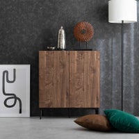 【設置無料】幅79.8cm 木製 サイドボード 日本製 黒スチール脚 コンパクト キャビネット 収納 リビングボード おしゃれ ヴィンテージ 北欧 モダン ナチュラル ウォールナット ルンバブル｜¥40,819の動画