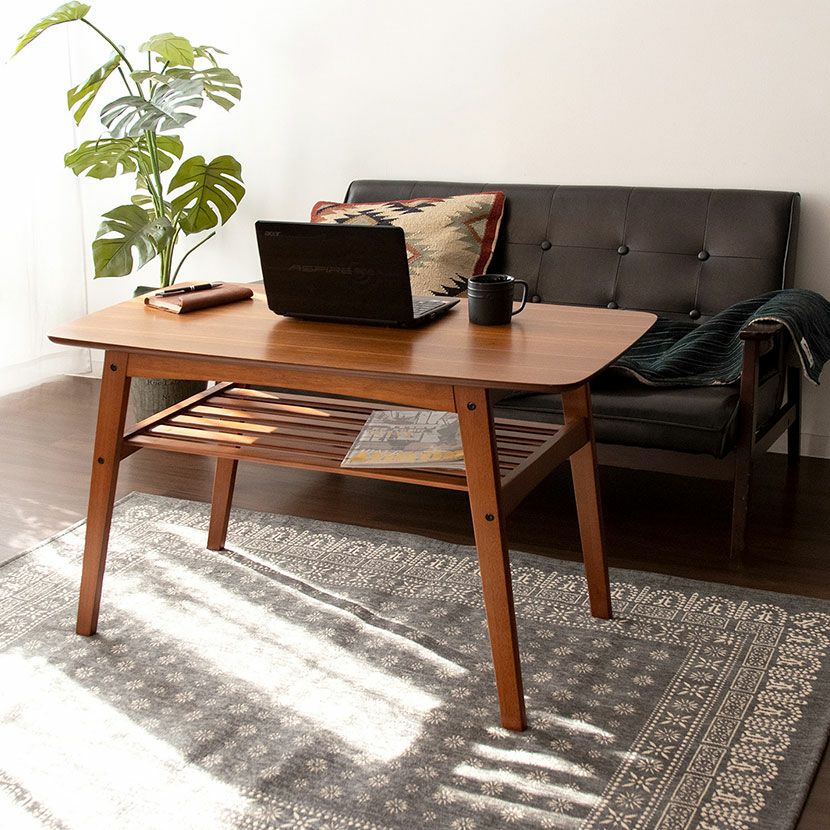 幅80cm リビングテーブル ツートンカラー 天然木 オーク