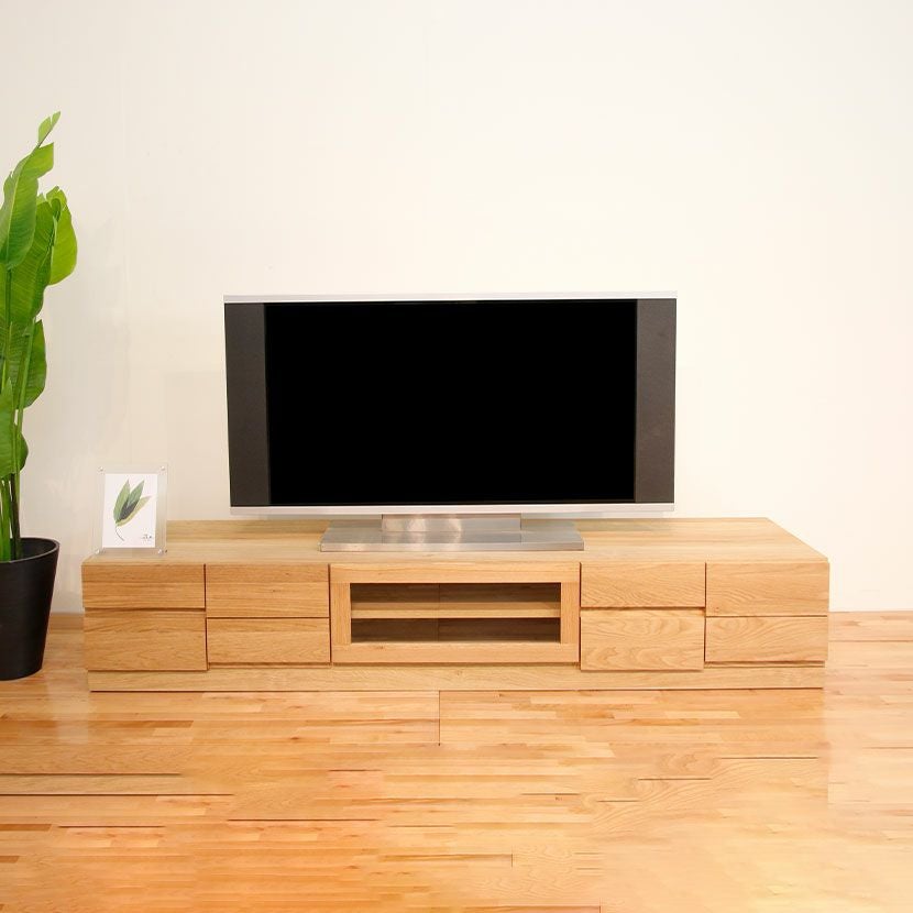 幅180cm 木製 テレビボード ～70型以上 天然木 アッシュ材 引出し付き