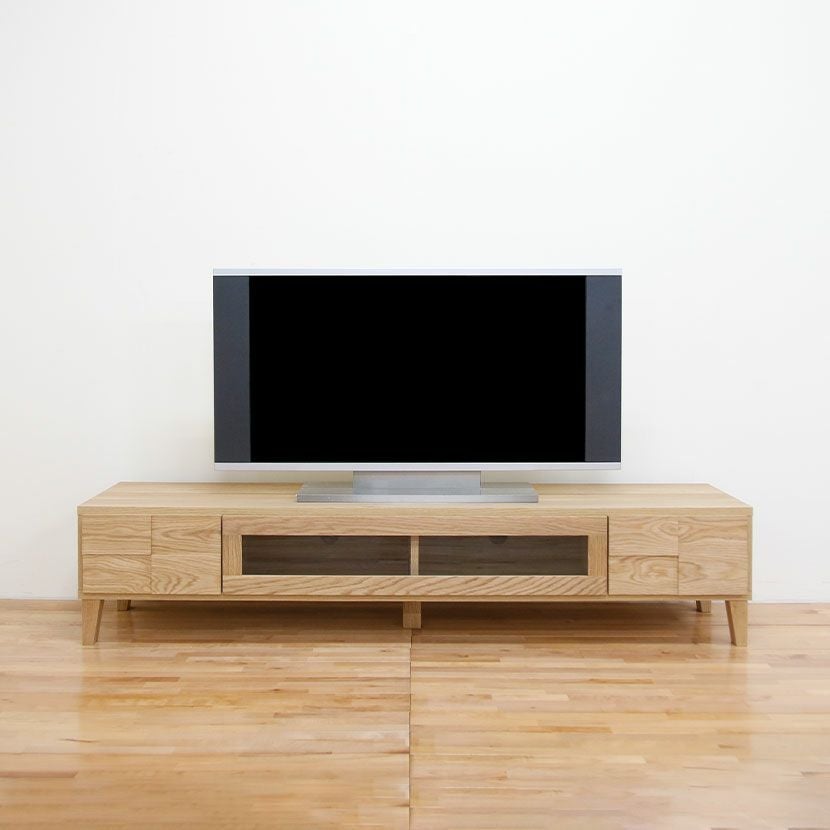 幅180cm 木製 テレビボード ～70型以上 天然木 アッシュ材 引出し付き