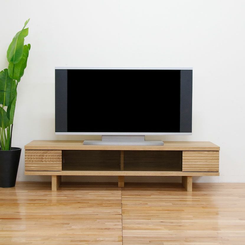 堀田木工所 幅150.2cm テレビボード 木製 アルダー材 自然塗装 脚付き
