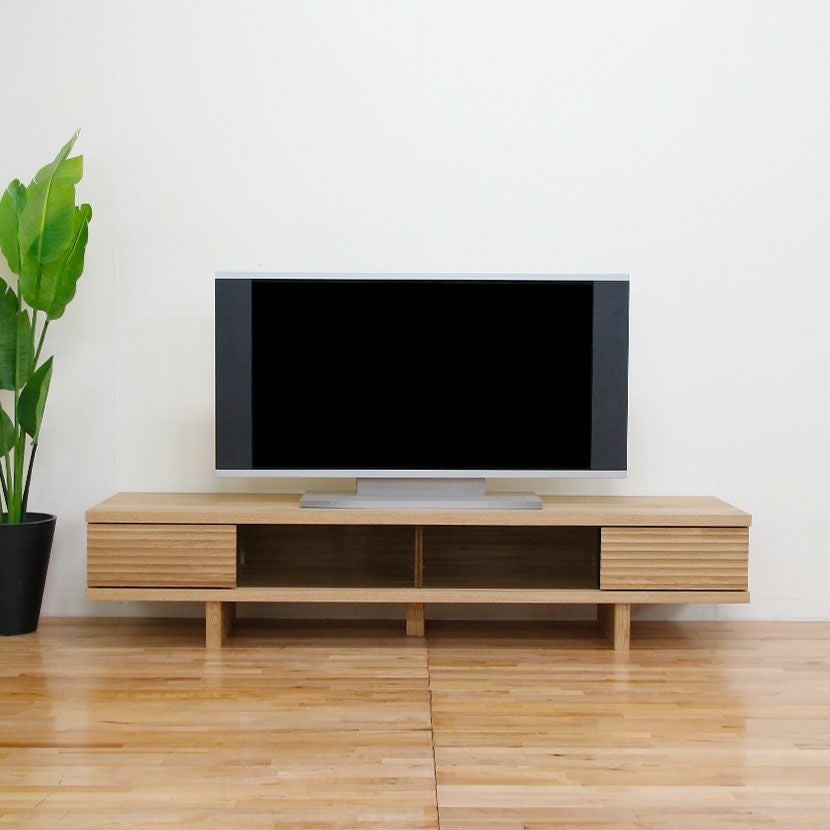 幅180cm 木製 テレビボード ～70型以上 天然木 アッシュ材 引出し付き